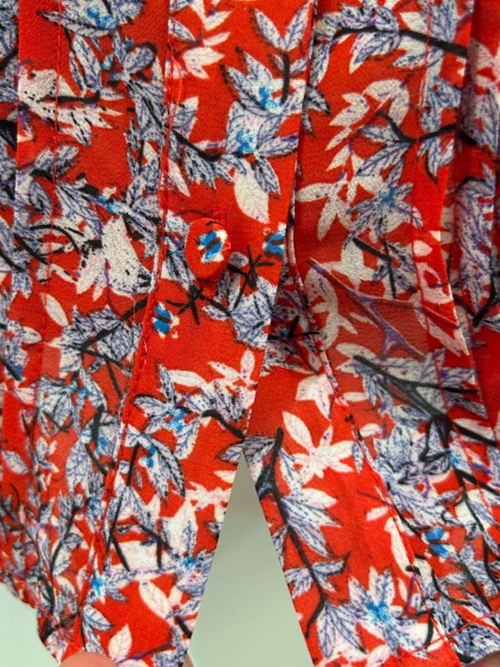 Unique Vintage Red Floral Branch Print Pintuck Blouse Button Up 1940s Style M - Picture 5 of 11